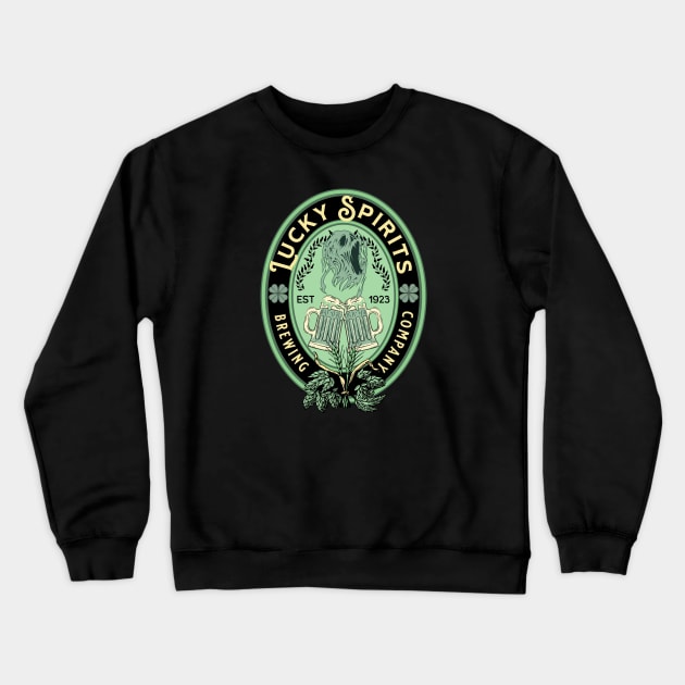 St. Patrick's Day Lucky Spirits Brewing Company Crewneck Sweatshirt by Curio Pop Relics